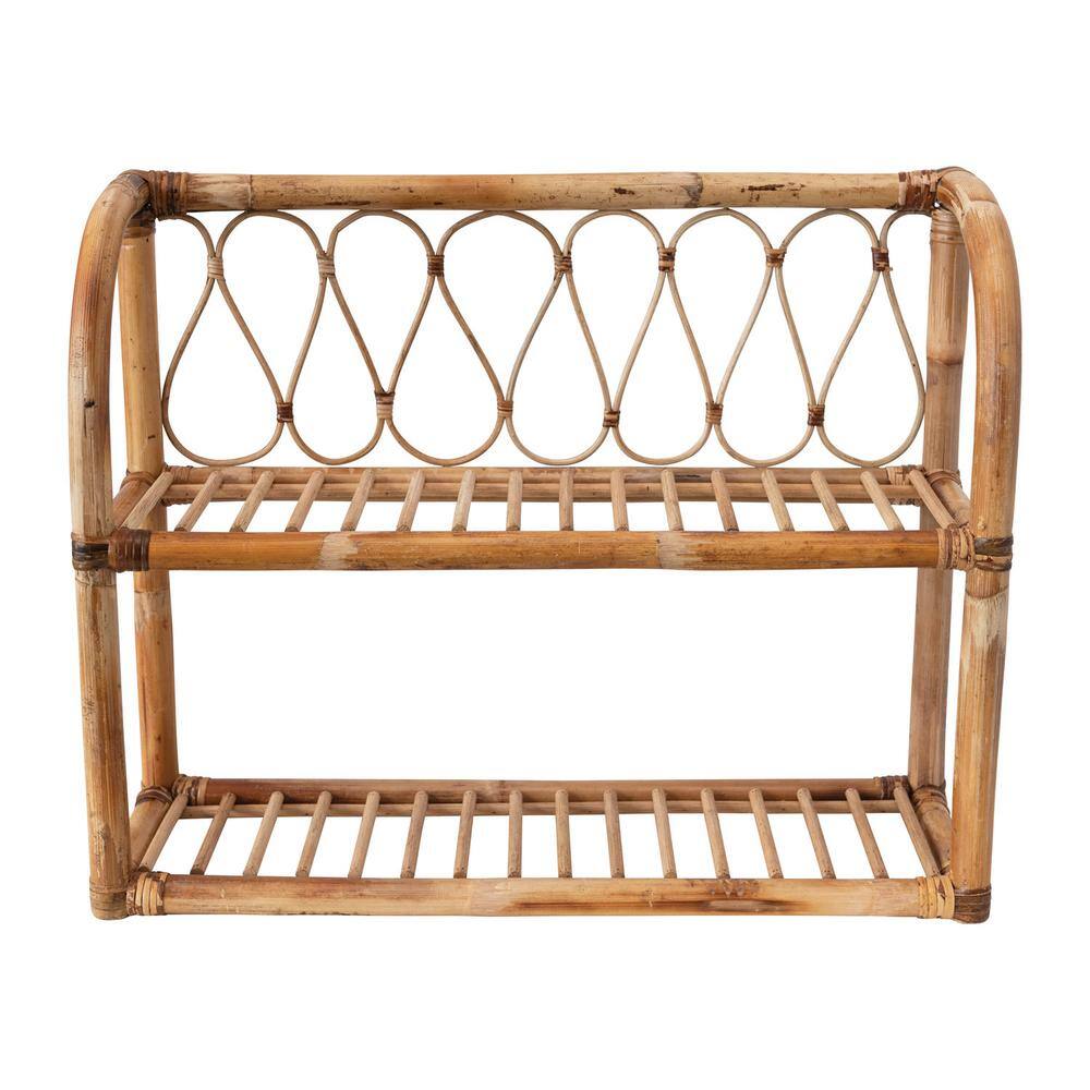 Storied Home Rattan Wood Wall Art Shelf with 2-Shelves DF5403 - The ...