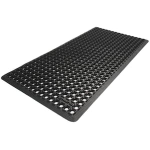 K-Series Comfort Tract Black 2 ft. x 4 ft. x 1/2 in. Indoor/Outdoor Grease-Resistant Rubber Kitchen Mat