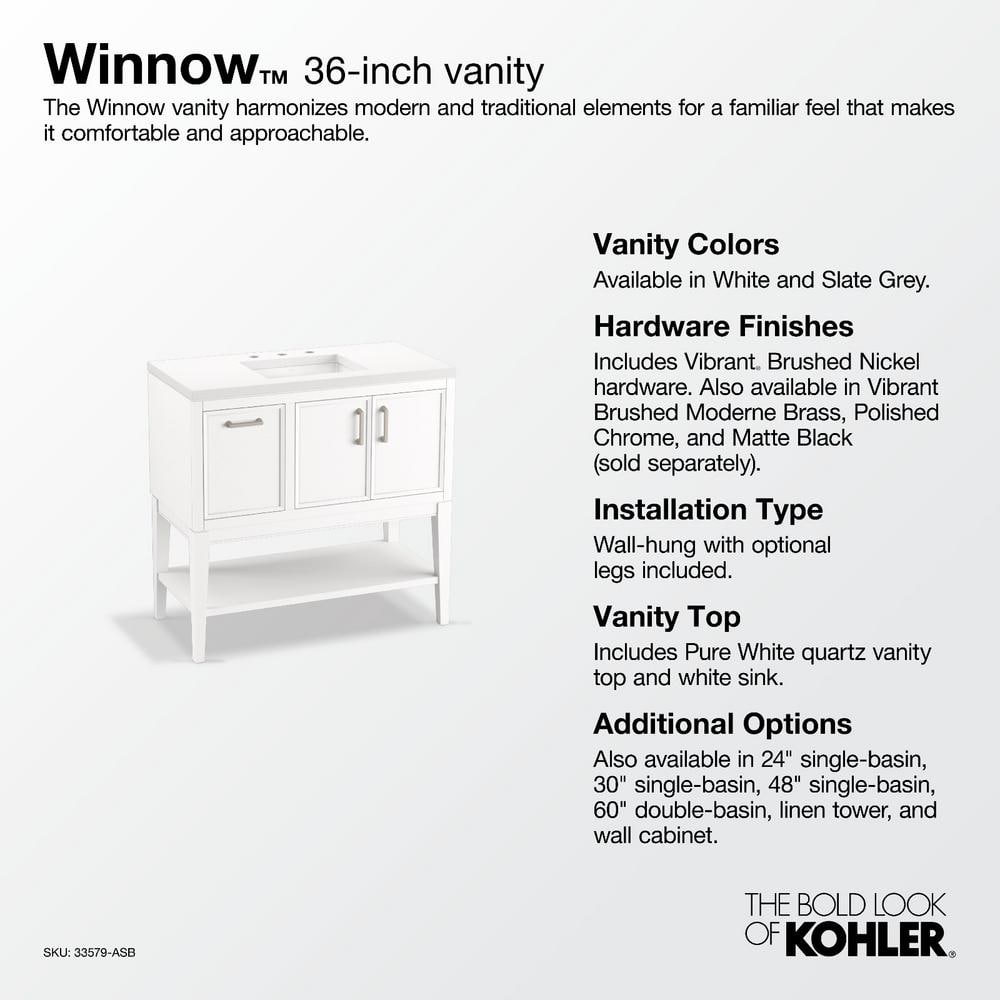 Winnow 36-Inch Slate Gray Painted MDF Bathroom Vanity with Quartz Top