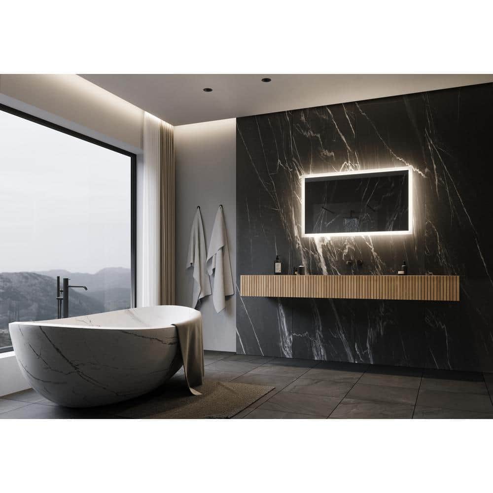 Elegant Frameless Rectangular Backlit Vanity Bathroom Mirror