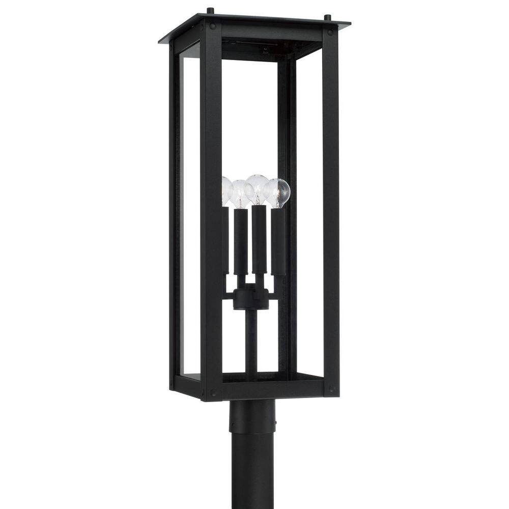 Hunt 4-Light Black Metal Hardwired Outdoor Rust Resistant Post Light with Clear Glass and No Bulbs Included price history on PriceWatchPro