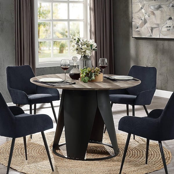 アクメACME Furniture TABLE / BLACK Acme Furniture Zudora Antique Oak & Black Finish Wood 47 IN