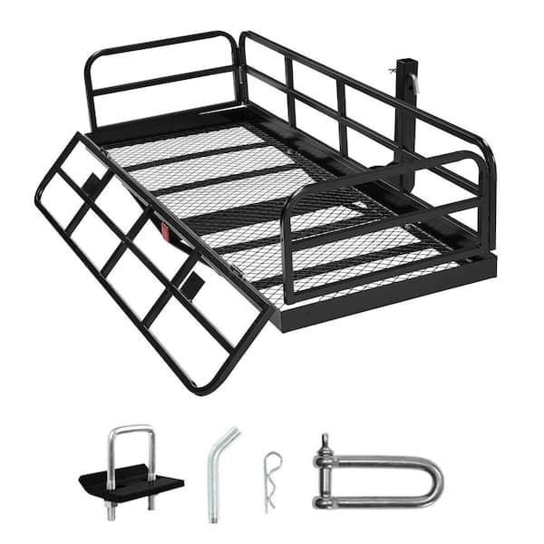 SKYSHALO 60 in. x 24 in. x 14 in. Hitch Cargo Carrier, 500 lbs. Capacity Hitch Cargo Carrier with Anti-Rattle Hitch Stabilizer