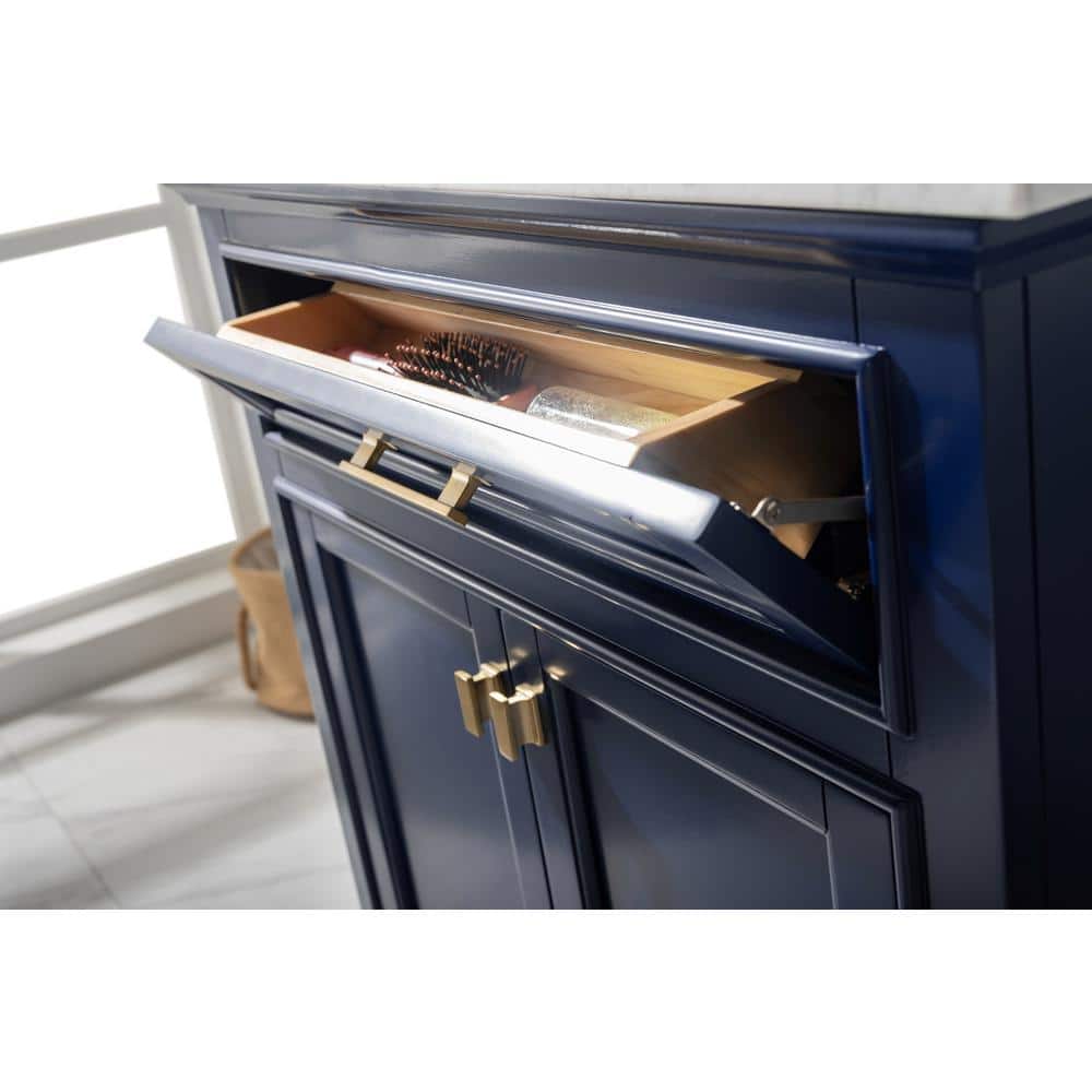 Milano 30" Blue Birch Vanity with White Quartz Top