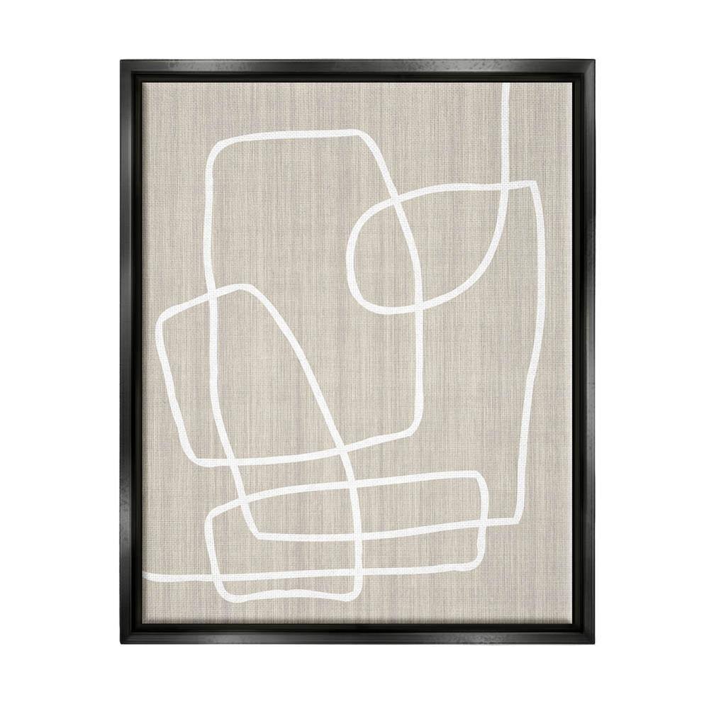 Contemporary White Line Shapes Grain Design by Alpenglow Workshop Floater Frame Abstract Wall Art Print 31 in. x 25 in. price history on PriceWatchPro