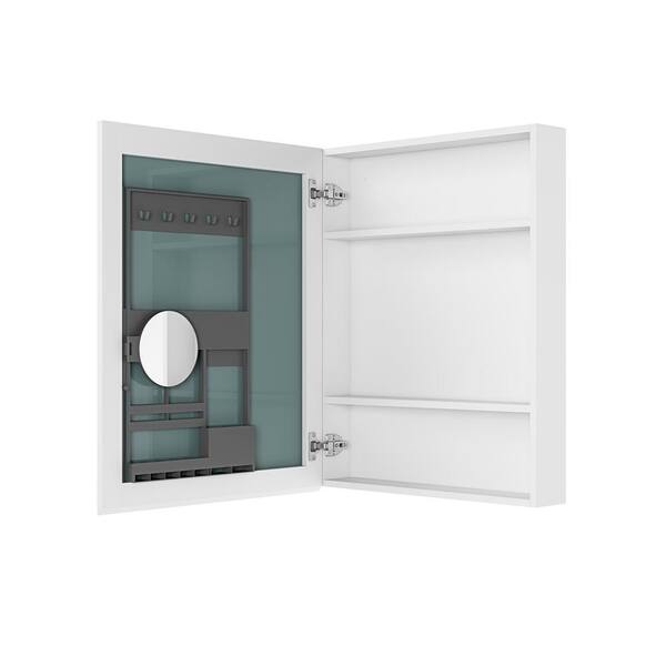 cadeninc 24 in. W x 30 in. H Rectangular Recessed/Surface Mount Beveled Single Mirror Bathroom Medicine Cabinet,White