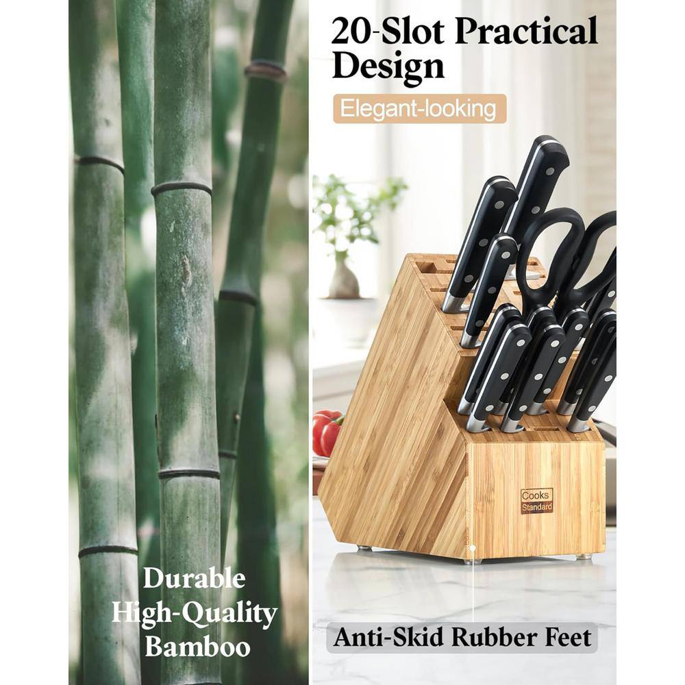 20-Slot Natural Bamboo Universal Knife Storage Block