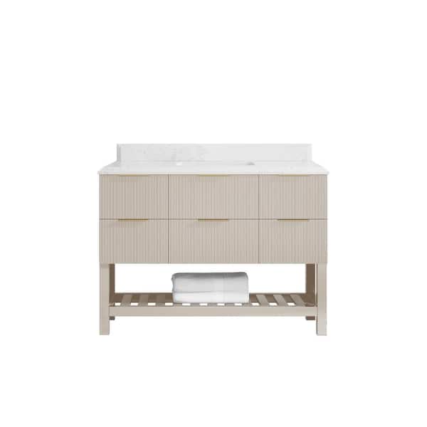 Willow Collections Catalina 48 in. Single Sink Freestanding Fine Grain Bath Vanity with Empira White Qt. Top Unassembled