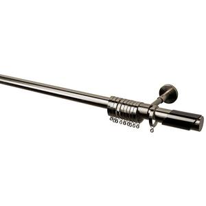 63 in. Intensions Single Curtain Rod Kit in Brushed Nickel with Collet Finials with Adjustable Brackets and Rings