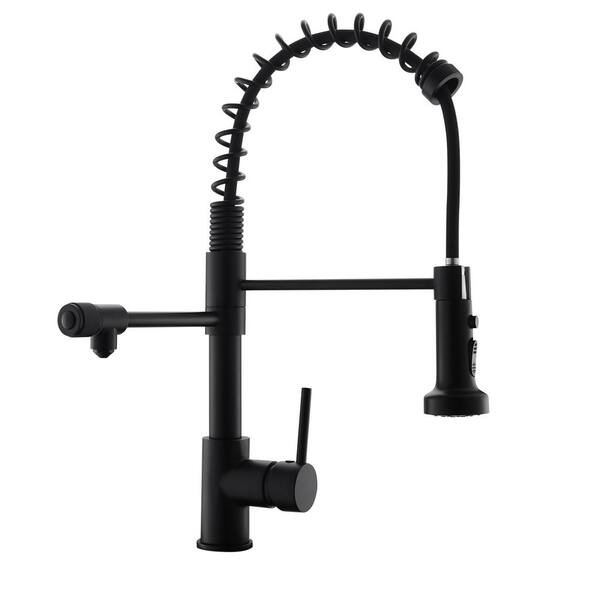 CREA Matte Black 3-Way Pull-Out Kitchen Faucet With RO Filter Connection - Lead-Free, NSF Certified