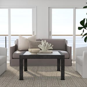 Chatham 36 in. Charcoal Square Glass and Raffia Coffee Table