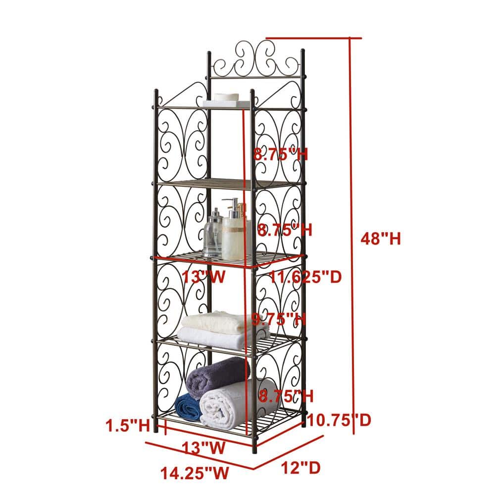 Pewter Wire 5-Tier Freestanding Storage Shelf for Kids
