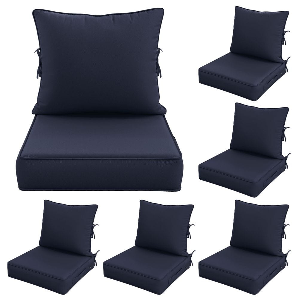 19 in. x 19 in. x 4 in. (6-Pack) Water-Resistant Outdoor Patio Furniture Replacement Deep Seat Cushions, Navy Blue price history on PriceWatchPro