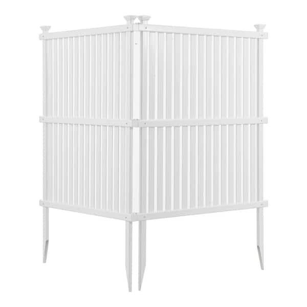 36 in. L x 48 in. H White Vinyl Border Fence Air Conditioner Trash Can Enclosure Decorative Privacy Panels (2-Pack)
