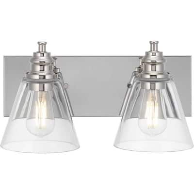 Hampton Bay Manor 24 in. 3-Light Polished Nickel Industrial Bathroom ...