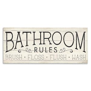 Bathroom Rules Sign Brush Floss Wash by Stephanie Workman Marrott Unframed Graphic Art Print Typography 48 in. x 20 in.