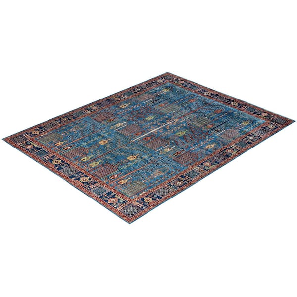 Serapi Light Blue 8 ft. x 10 ft. Tribal Wool Indoor Area Rug