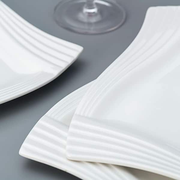 MALACASA Amparo 30-Piece Ivory White Porcelain Dinnerware Set