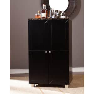 Charlie Black Faux Marble 24 in. Sideboard with Drawers