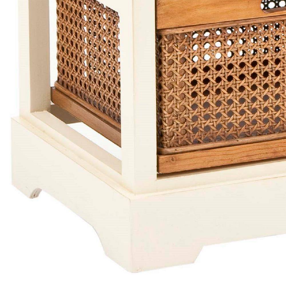 White Pine 4-Drawer Storage Unit with Cane Baskets
