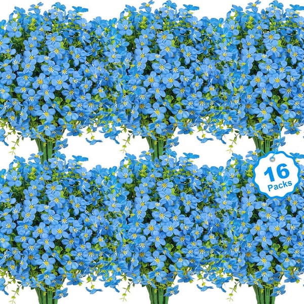 13.8 in. Blue Indoor/Outdoor Artificial Assorted Flowers