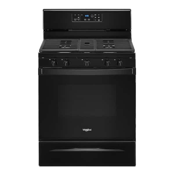 Whirlpool 5.0 cu. ft. Gas Range with Self Cleaning and Center Oval Burner in Black