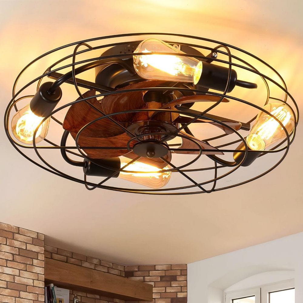 Oaks Aura Rivere 20 in. Black Indoor Flush Mount Ceiling Fan with