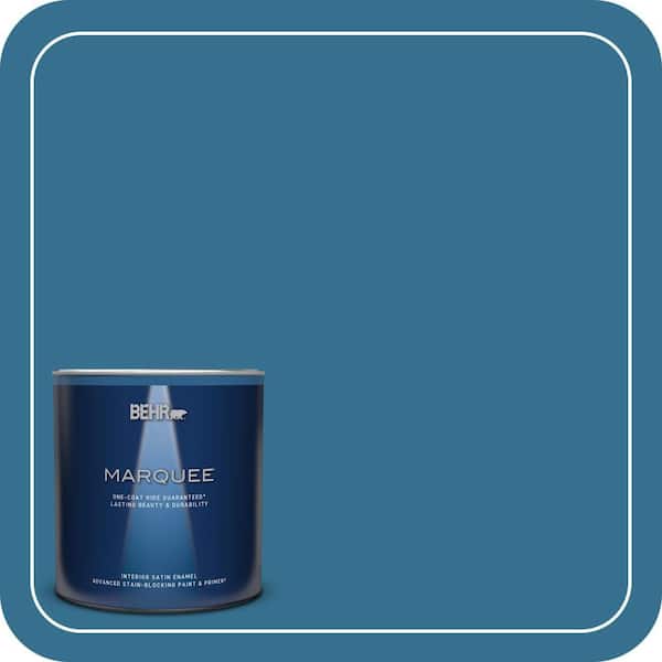 BEHR MARQUEE 1 qt. #M490-6 Living Stream One-Coat Hide Satin Enamel Interior Paint & Primer