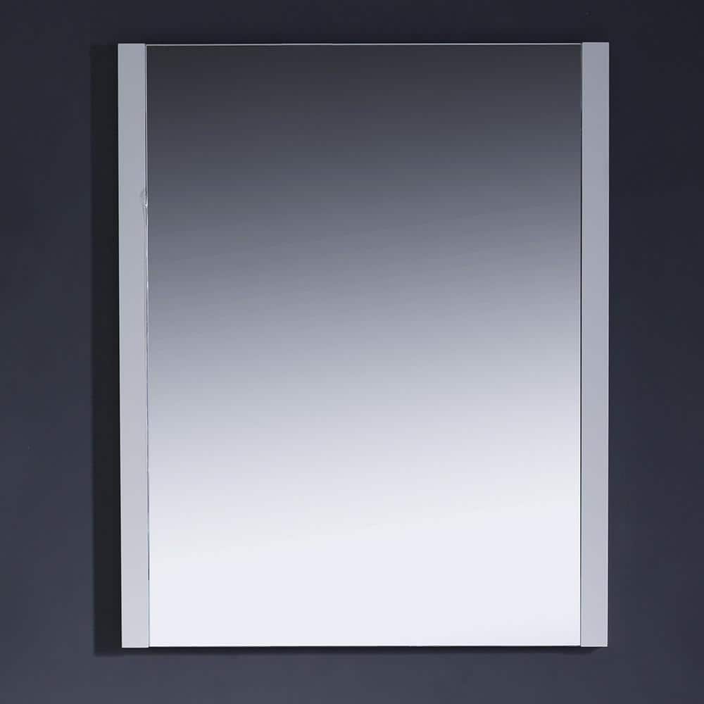 Modern Rectangular Frameless White Wood Vanity Mirror 25.5"x31.5"