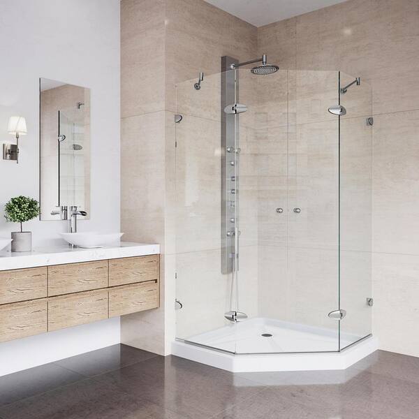 Vigo Gemini Frameless Neo-Angle Shower Enclosure with Low-Profile Base