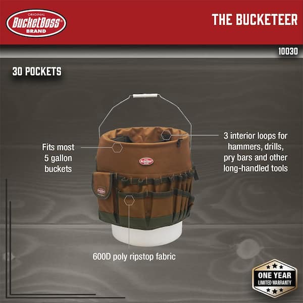 BUCKET BOSS Bucketeer 5 Gal. Bucket Tool Organizer in Brown 10030