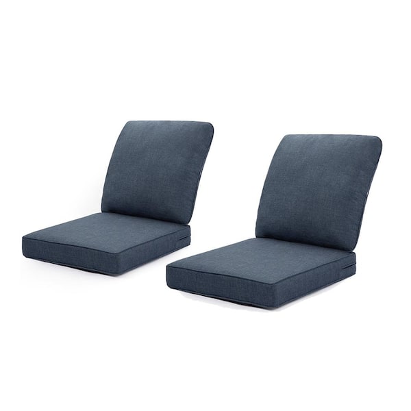 Cesicia 24 in. x 22 in. 2 Sets Outdoor Sectional Sofa Water Resistant Cushion in Navy Blue