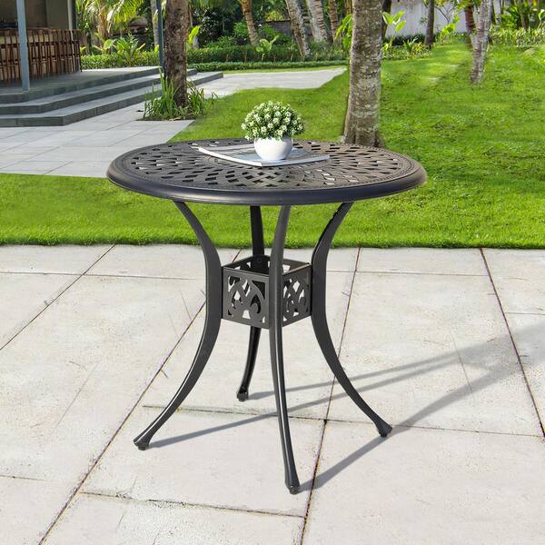 Nuu Garden 30 In Black Round Aluminum Outdoor Bistro Patio Table With Umbrella Hole Ct005a Wkl - Spray Paint Aluminum Patio Table With Umbrella Hole Nuu Garden 30 In Black Round Aluminum Outdoor Bistro Patio Table With Umbrella Hole Ct005a Wkl - Spray Paint Aluminum Patio Table With Umbrella Hole
