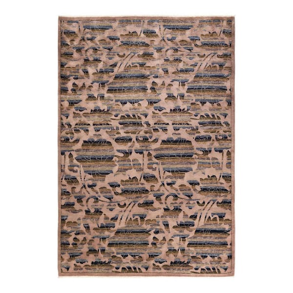 Eclectic 6 ft. x 9 ft. Brown  Abstract Wool Indoor Area Rug