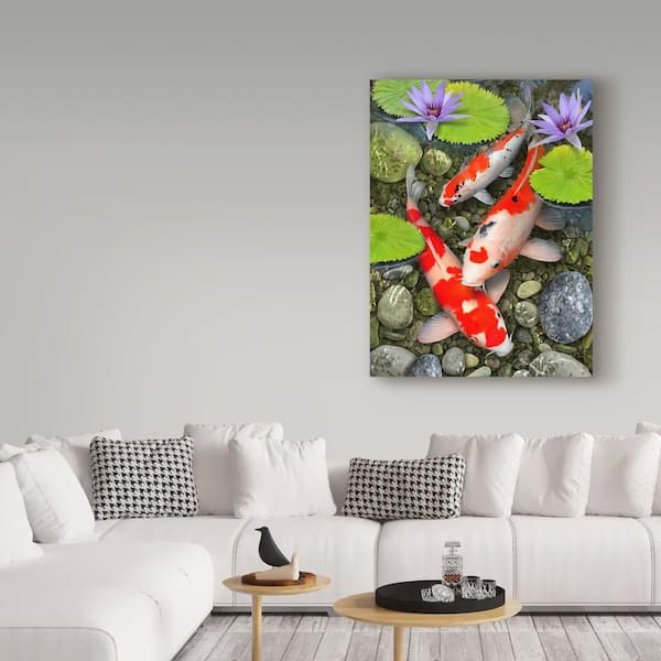 Trademark Fine Art Koi Under Lily Pads by Howard Robinson 14x19-Inch