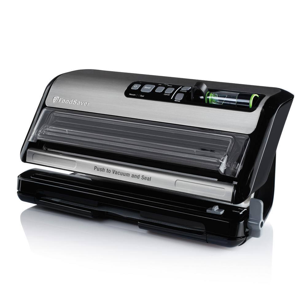 Black Stainless Steel 2-in-1 Food Vacuum Sealer with Bag Cutter