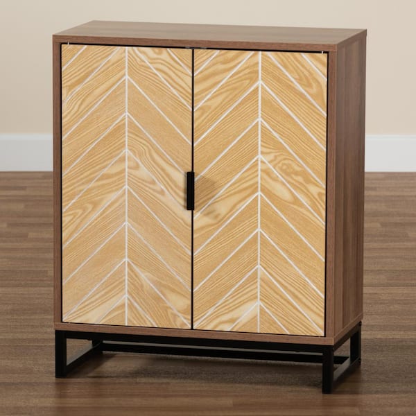 Baxton Studio Josephine Walnut and Oak Brown Storage Cabinet 223