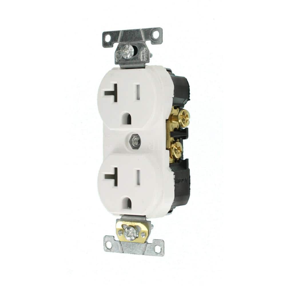 White Tamper Resistant Duplex Receptacle with Wall Plate