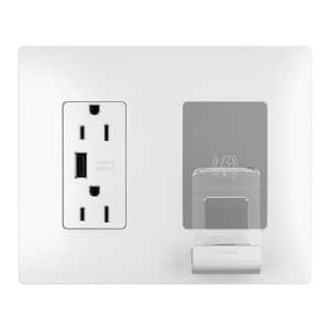 radiant 15 Amp 125-Volt Decorator Duplex Tamper Resistant USB Wireless Charger with Wall Plate USB, White