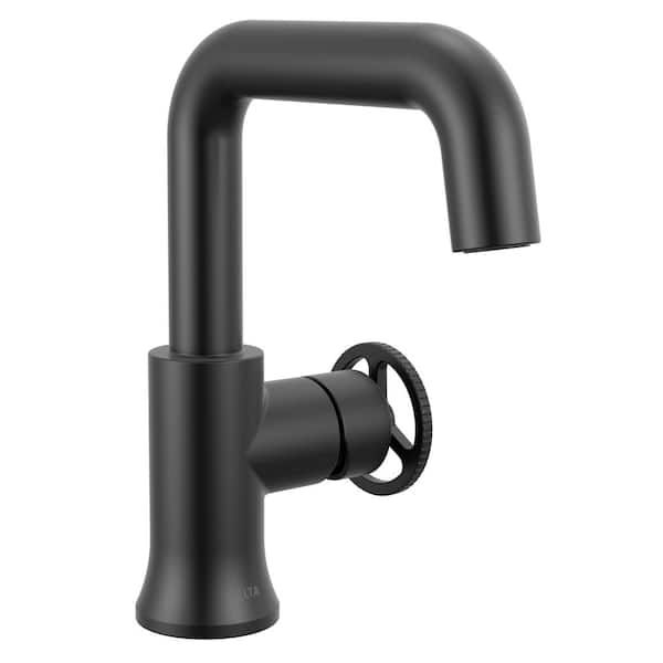 Delta Trinsic Single Handle Single Hole Bathroom Faucet with Drain Kit Included in Matte Black
