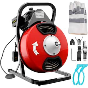 Drain Cleaner Machine 50 ft. x1/2 in. Sewer Snake Machine with 4 Cutter and Foot Switch Electric Drain Auger Drill Auger