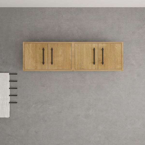 BV Better Vanity Victoria 47.4 in. W x 11.8 in. D x 13.78 in. H Brown Plywood Wall Overhead Floating Linen Cabinet in Oak