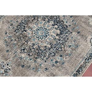 Montana Nieves Teal/Blue 7 ft. 10 in. x 10 ft. 10 in. Transitional Medallion Area Rug