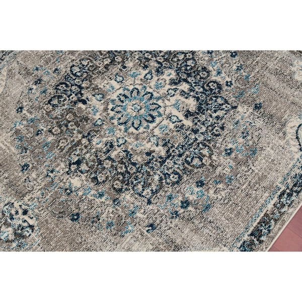 Montana 9 x 12 Teal Medallion Pattern Area Rug for High Traffic Living Room Dining Room Bedroom