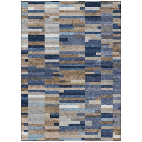 Chantille Machine Washable Indoor/Outdoor Abstract ACN3107 Navy 5 ft. x 7 ft. 6 in. Area Rug