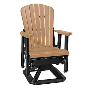Adirondack Cedar and Black Fan Back Swivel Glider Composite Adirondack Chair