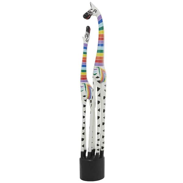 Litton Lane Multi Colored Wood Striped Giraffe Sculpture