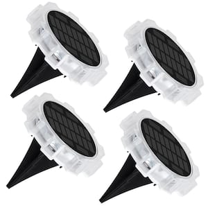 Black LED Weather Resistant Path Light, 10LM Dusk to Dawn Solar Outdoor Pathway Lights 4-Pack In-Ground Path Disk Lights