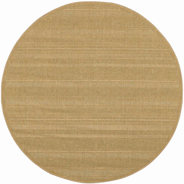 Beige 8 ft. x 8 ft. Loomed Polypropylene Round Indoor/Outdoor Area Rug