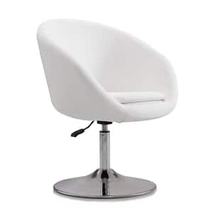 Hopper White and Polished Chrome Faux Leather Adjustable Height Chair